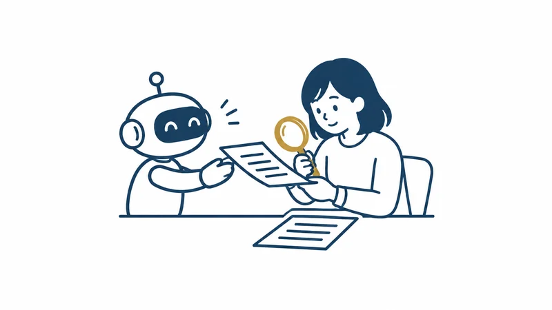 ロボットが書いた下書きを、人が原本と見比べて確かめる絵