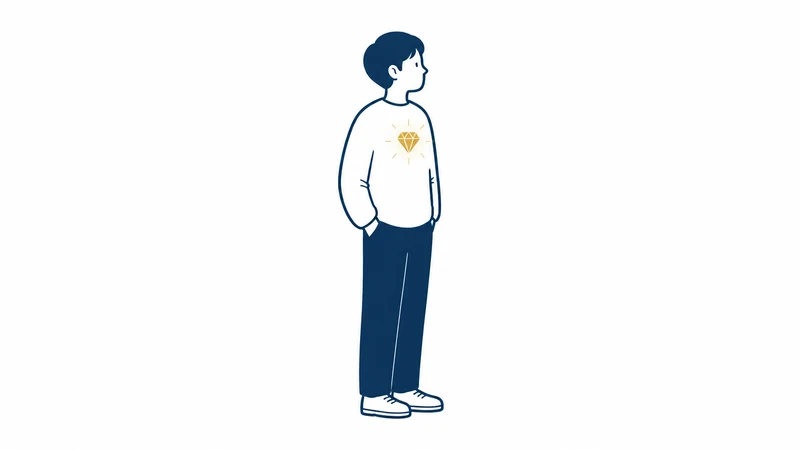 胸の中で金色に光る宝石に、本人だけが気づいていない絵