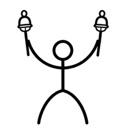「楽」の字のもとになった、人が鈴を鳴らす姿